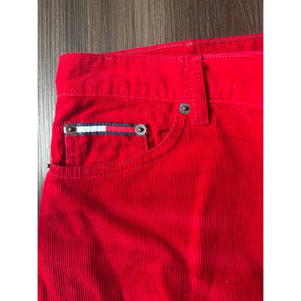 Tommy Hilfiger Fine wale red corduroy skirt sz 11 A-line maxi length modest - Picture 4 of 7